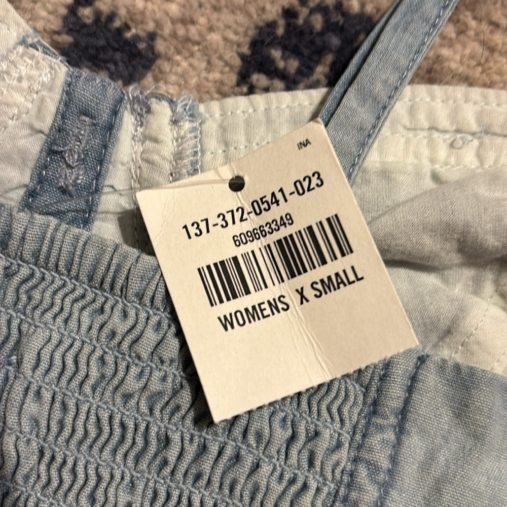 Abercrombie & Fitch Light Blue Denim Cropped Bustier Top - Picture 6 of 8